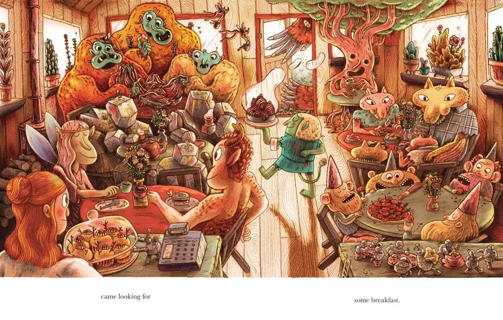 Masalsı karakterlerin kahvaltı sahnesi