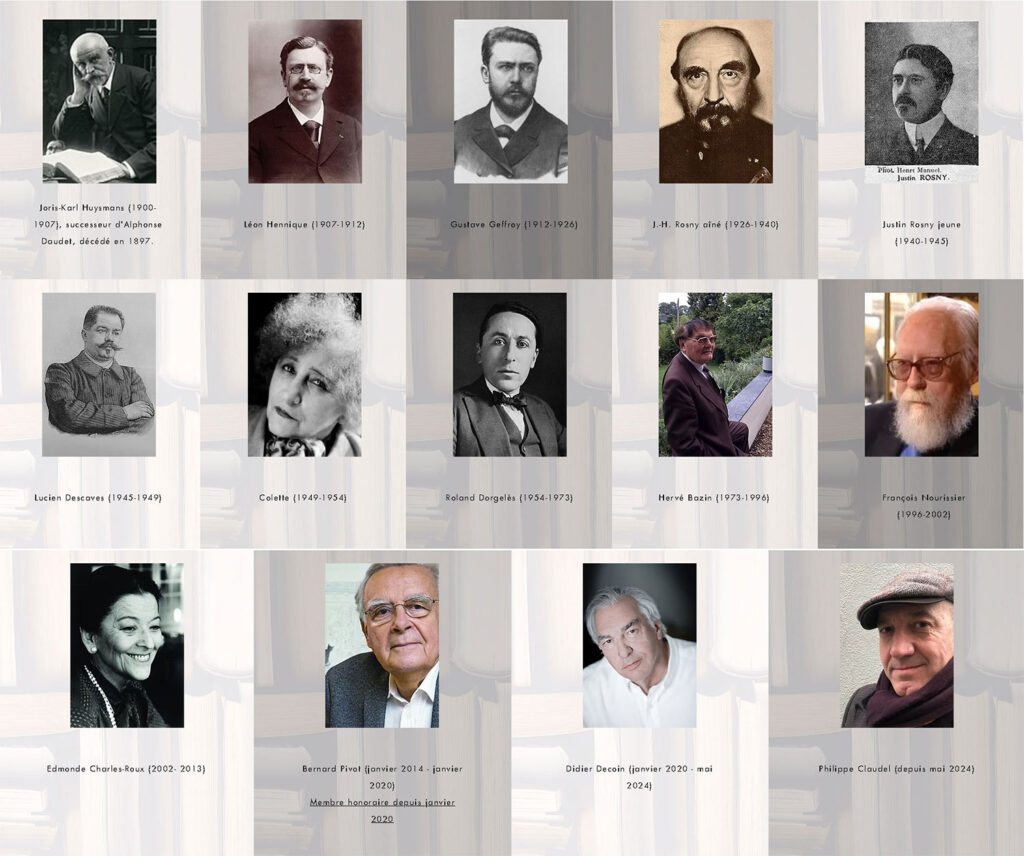 Goncourt Akademisi'nin geçmişten bugüne başkanları ve Fransız edebiyatına katkıları.