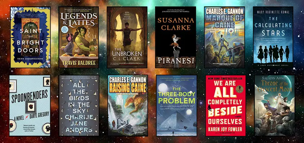 Nebula Ödülleri'ni kazanan bilimkurgu ve fantastik roman kapaklarından oluşan kolaj.