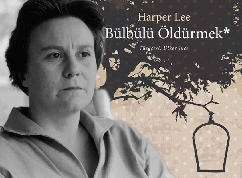 Harper Lee'nin gençlik yıllarına ait bir portresi, sade kıyafetler ve ciddi bir yüz ifadesiyle.
